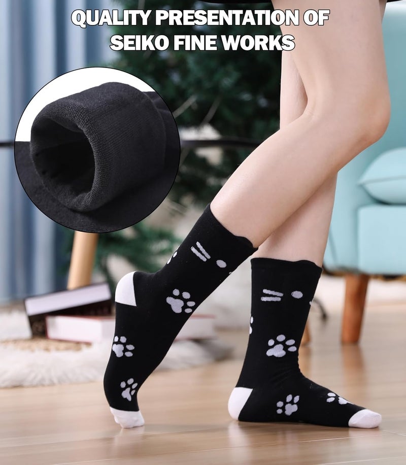 SDBING Womens Cat Socks Cute Gifts Animal Soft Breathable Thin Cotton Casual Crew Socks 5 Pairs - Image 4